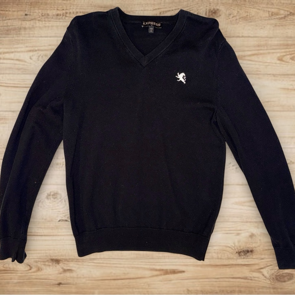 Express Men's Small Classic Black V-Neck Sweater